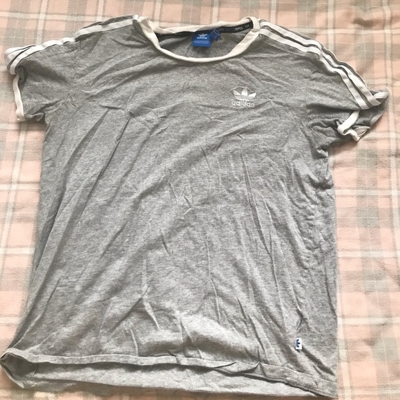 Classic Striped Grey and White Adidas Shirt - Picture 2 of 4